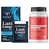 Promescent Delay Wipes Sexual Enhancer for Men + Testosterone Booster for Men Supplement with Tongkat Ali (LongJack), KSM-66 Ashwagandha, Horny Goat Weed, Energy, Stamina