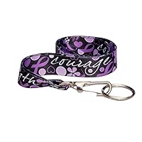 Fundraising For A Cause Purple Ribbon Lanyard - Hope, Strength, Love