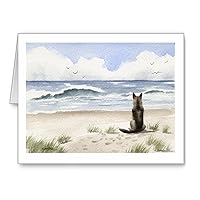 German Shepherd At The Beach - Set of 10 Note Cards With Envelopes