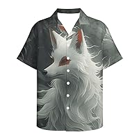 GLUDEAR Mens Cool Wolf Hawaiian Shirts Novelty Print Button Down Loose Fit Holiday Hawaii Aloha Shirts