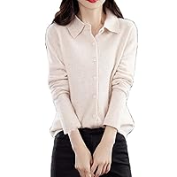 Spring and Autumn Women's Sweater Sweater Loose Long-Sleeved Cardigan Temperament Lapel Jacket Top