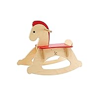 Hape Rock and Ride Kid's Wooden Rocking Horse, Beige, L: 26.6, W: 11.1, H: 20.6 inch