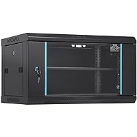 VEVOR 6U Wall Mount Network Server Cabinet, 15.5'' Deep, Server Rack Cabinet Enclosure, 200 lbs Max. Ground-Mounted Load Capacity, with Locking Glass Door Side Panels, for IT Equipment, A/V Devices