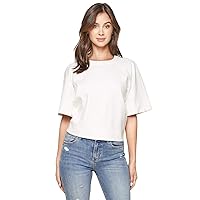 SUGARLIPS Women's Box Fit Short Sleeve Crop Top, White, Large