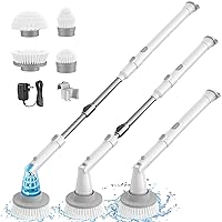 Sweepulire Electric Spin Scrubber SW1, Electric Bathroom Scrubber with Long Handle, 2 Spin Speeds, Bathtub Cleaner Brush with 4 Replacement Brush Heads, Cleaning Supplies for Tub, Shower, Tile, Floor