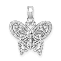 14k White Gold White Butterfly Angel Wings Cut out/High Polish Charm Pendant Necklace Measures 16.8x15.8mm Wide Jewelry for Women