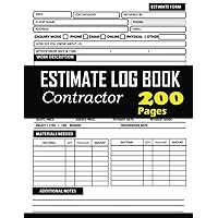 Estimate Log Book Contractor: Job Quote Book and Estimating Worksheet For Contractors. Record Client Details, Work Instructions, Payment and ... Calendar For Appointment. Appreciation Gifts