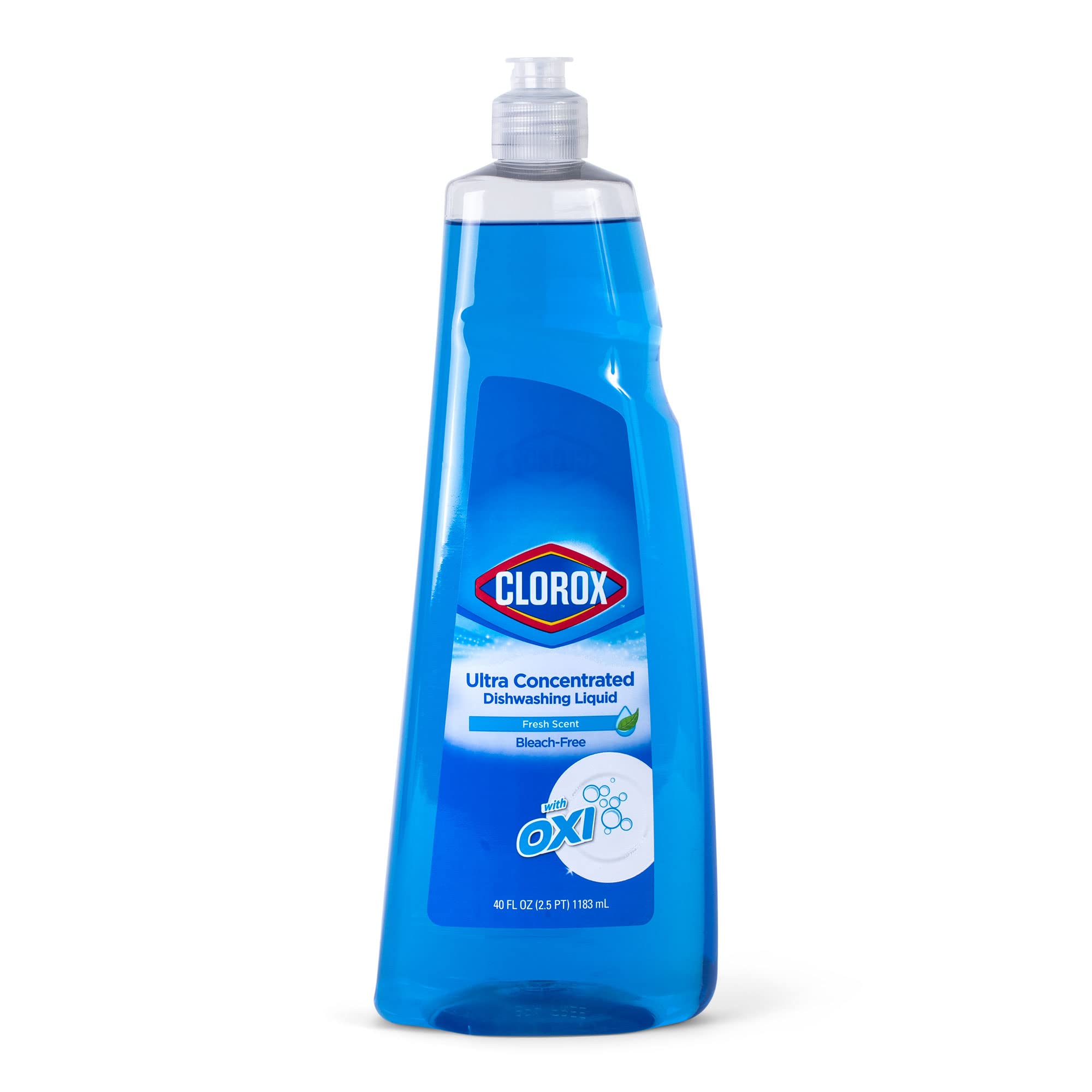Clorox Liquid Dish Soap with Oxi in Fresh Scent, 40 Fl Oz | Bleach-Free Dishwashing Liquid Powers Through Grease to Wash Dishes and Clean | Ultra Concentrated Clorox Dishwashing Soap