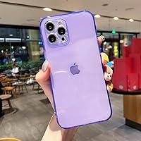 Compatible with iPhone 12 Pro Max Case, Neon Clear Case with Camera Lens Cover Shell for Women Girls Slim Soft Silicone Protective Transparent Girly Case for iPhone 12 Pro Max Purple
