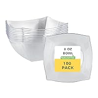 Restaurantware Moderna 8 Ounce Fancy Plastic Bowls 10 Square Disposable Salad Bowls - Durable Heavy-duty Clear Plastic Bowls For Warm And Cold Foods