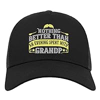 Atspauda Nothing Better Than an Evening Spent with Grandpa Slogan Half Mesh Cotton Trucker Cap Baseball Hat Black