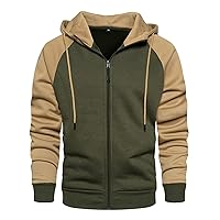 Hoodies For Men,Men's Hoodies Zip Up Fleece Hooded Color Block Casual Long Sleeve Sweatshirt Pocket Drawstring Jacket