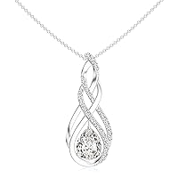 Natural Diamond Teardrop Infinity Pendant Pendant for Women in Sterling Silver / 14K Solid Gold/Platinum