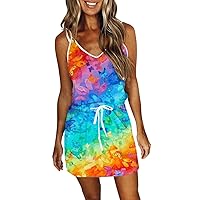 Summer Dresses for Women Sleeveless Spaghetti Strap Dresses Lightweight Comfy Beach Tank Cover Up Dress Elegant Midi Dresses