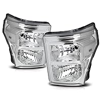 PM PERFORMOTOR Chrome Housing Headlights Replacement Compatible with 11-16 Ford F-250 / F-350 / F-450 / F-550 Super Duty, PMHL-FSUP-1116-OH-CC