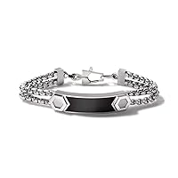 Bulova Men's Precisionist Stainless Steel Double-Chain Link with Knurled Texture ID Plaque Bracelet