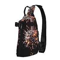 Explosion Firework 3d Print Crossbody Backpack,Travel Hiking Cross Bag Diagonally, Cycling Bag