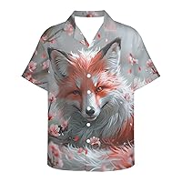 GLUDEAR Mens Cool Hawaiian Shirts Novelty Wolf Print Button Down Loose Fit Holiday Hawaii Aloha Shirts Plus Size 2XS-5XL