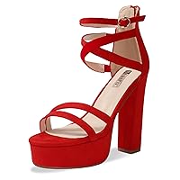 IDIFU Women's Platform Chunky High Heels Dress Sandals Open Toe Ankle Strap Strappy Wedding Bridal Party Dance Shoes For Women Bride