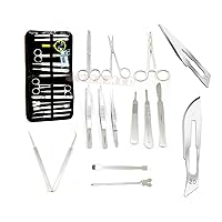 Cynamed 44Pcs Advanced Dissection Dissecting Kit -Medical Biology & Veterinary Students- Anatomy Lab Botany Animal Frog Etc Dissecting Kit. Stainless Steel Scalpel Knife Handle-30 Blades (Zipper Case)