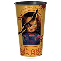 Amscan Child's Play Chucky 32 oz 1 count | Quality Horror Movie Collectible Plastic Cups, Multicolored