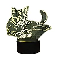 Lying Down Cosy Cat 3D LED Lamp Acrylic Night Light USB Touch Light Children Cute Night Bedroom Light Leisure 7 Colorful Gifts