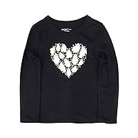 Cat & Jack Girls Black Heart Ghost Long Sleeve Halloween T-Shirt Tee Shirt