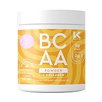 BCAA + Collagen Powder with Vitamin B6 and B12, BCAA Powder with Grass Fed Collagen Peptides, Energy and Sports Drinks with Amino Acids, Pineapple Mango Flavor - K Nutri