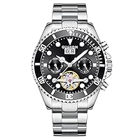 Skeleton Tourbillon Automatic Mechanical Men Wrist Watch Business Stainless Steel Sapphire Crystal Waterproof Self-Winding Clock Luminous Day Date