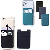 Phone Wallet Stick on,Phone Card Holder for Back of Phone Case with Flap 3Pcs and Double Pocket Credit Card Holder for Cell Phone 2Pcs for iPhone, Android, Samsung