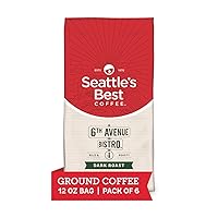 Seattle's Best Coffee 6th Avenue Bistro Dark Roast Ground Coffee | 12 Ounce Bags (Pack of 6)