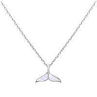 jewellerybox Sterling Silver Mother of Pearl Whale Tail Necklace 18 Inch