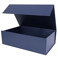 Aimyoo Navy Blue Collapsible Gift Box with Magnetic Closure Lids 13.8x9x4.3 in, Large Bridesmaid Groomsman Proposal Boxes, Rectangle Present Box for Graduation Birthday Storage 1 Pack