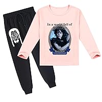 Wednesday Addams Long Sleeve Casual Sweatshirt and Jogger Pants Set-Girls Graphic Comft Pullover Tops with O-Neck