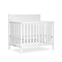 Bellport 4 in 1 Convertible Mini/Portable Crib In White, Non-Toxic Finish, Made of Sustainable New Zealand Pinewood, With 3 Mattress Height Settings