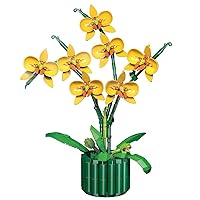 636Pcs Yellow Orchid Bonsai Building Blocks Toys Puzzle Set Eternal Flowers Model Collection Creative for Kids Adults