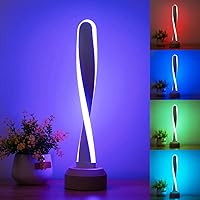 Modern Desk Light RGB Wood Table/ Bedside Lamp 7 Color-Changing Natural Beech Night Light for Living Room Bedroom Game Room Creative Home Decor, Unique Romantic Funny Gifts