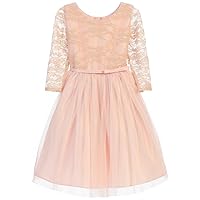 AkiDress Tulle Dress with Lace Bodice with Lace Sleeve for Little Girl