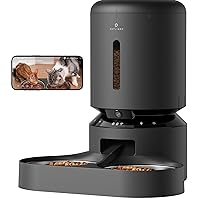 Automatic Cat Feeder with Camera for Two Cats, 1080P HD Video with Night Vision, 5G WiFi Pet Feeder with 2-Way Audio for Cat & Dog, Low Food & Motion & Sound Alerts, Dual Tray, Black 5L