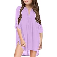 Long Sleeved Flower Girl Dress Little Girl's Kids Swimsuit Beach Cover Up for Girl Chiffon Shirt Girls Sweaters Size 8