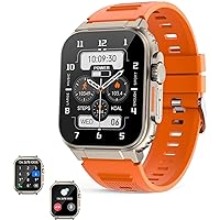 EEAABBR Ultra Smart Watches for Men and Women, Call and Answer Calls, Ultra 9 Smart Watch with Pedometer, 2.2 Inch Touch Screen, Heart Rate Detection, Sleep Monitor, Android iOS, Orange