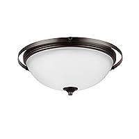 Globe Electric 61008 2-Light Flush Mount, Dark Bronze, Frosted White Glass Shade, Bulb Not Included