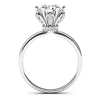 14k White Gold Romantic Flower Style 6-Prong Set 2.0 CT Simulated Diamond or Moissanite Engagement Ring