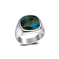 Generic Natural Chrysocolla Ring, 925 Sterling Silver Ring, Cushion Cut Gemstone Ring, Crystal Ring, Statement Ring, Handmade Gemstone Ring, Chrysocolla Jewellery