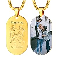 FaithHeart Gemini Necklace Personalized Dog Tags for Men Picture Customized Necklaces for Doctors Golden