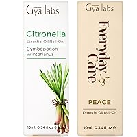 Citronella Roll On & Peace Roll On Set - Essential Oils Aromatherapy Roll On with Essential Oil Set - 2x0.34 fl oz - Gya Labs
