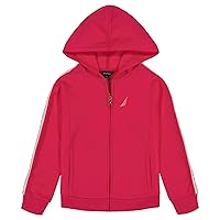 Nautica Girls' Logo Sweatshirt, Fleece Hoodie With Full-zip Front & Pockets