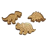 3 Dinosaur Shaped Cookie Cutters – 3-D Skeleton Fossil Cookie Set – Dino Shape Molds Cutters Stamps – T-Rex Triceratops Stegosaurus Shapes by Jolly Jon
