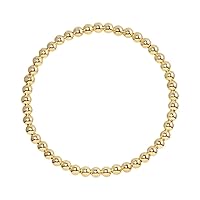 14k Gold Filled Beaded Ball Bracelet, 4mm, Dainty Layering Jewelry, Stacking Stretch Bracelets