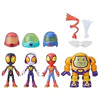 Spidey and his Amazing Friends Marvel Web-Spinners Gear Up for Adventure 4-Pack, 4-Inch Action Figures with 6 Accessories, Super Hero Toys for Kids 3+